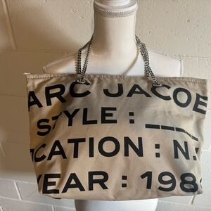 Authentic Marc Jacobs Canvas Bag with Silver Chain Hardware